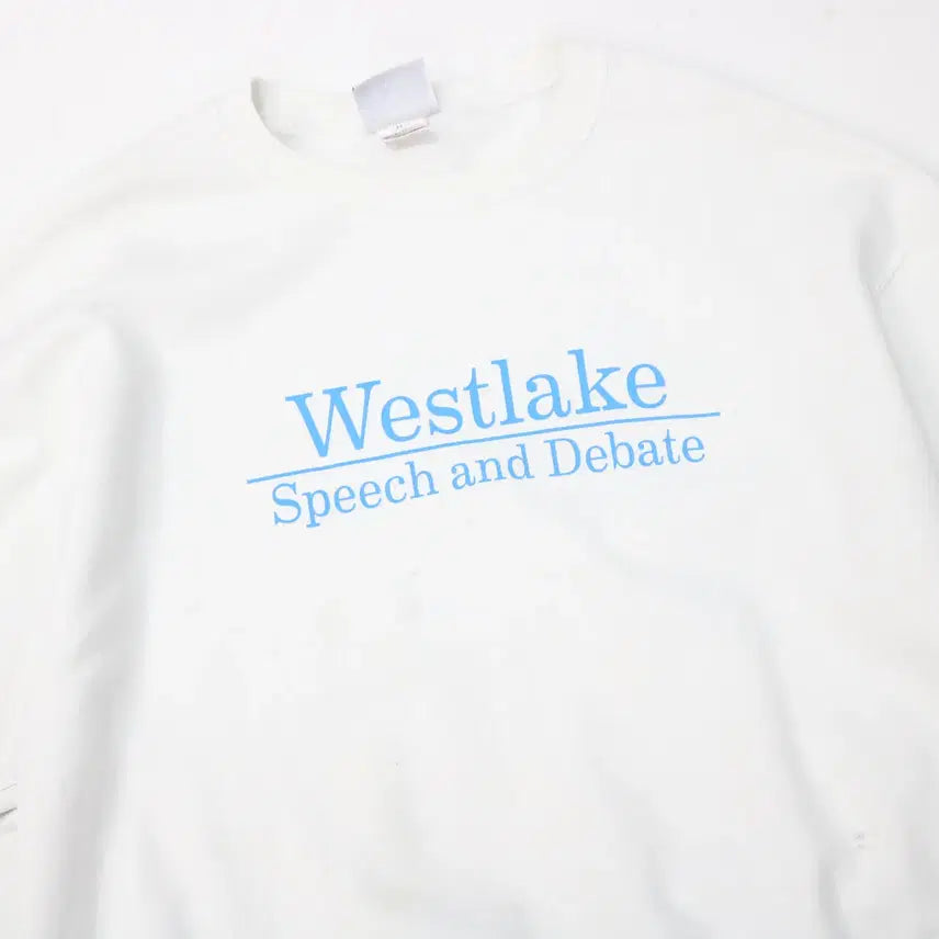 [BUNJANG] Champion Westlake Speech &amp; Debate Sweatshirt White XL / 챔피온 빈티지 Westlake 스피치 앤 디베이트 화이트 맨투맨 (XL)