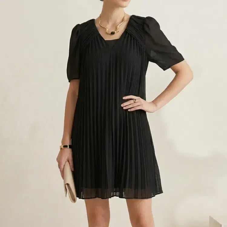 [BUNJANG] ON&amp;ON Black Pleated Dress / [85]온앤온 블랙 플리츠 원피스