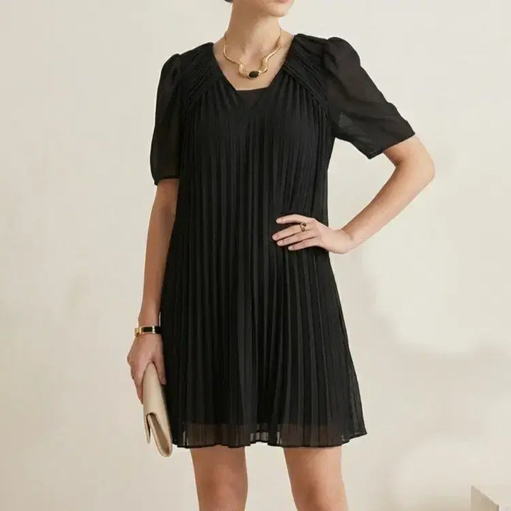 [BUNJANG] ON&amp;ON Black Pleated Dress / [85]온앤온 블랙 플리츠 원피스