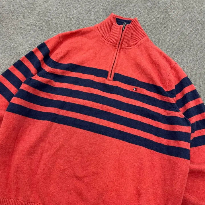 [BUNJANG] Tommy Hilfiger Striped Half-Neck Knit Sweater / L 타미힐피거 스트라이프 하프넥 니트