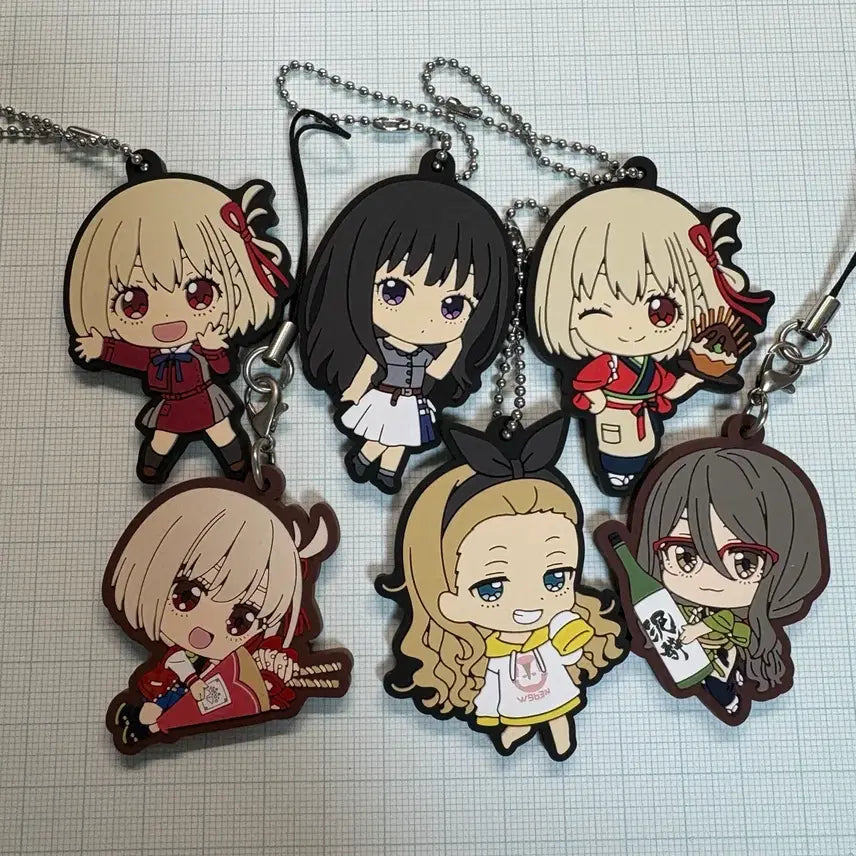 [BUNJANG] Lycoris Recoil Chisato Takina Kurumi Mizuki Rubber Strap Keychain Bundle Set / 일괄+덤) 리코리스 리코일 러버스트랩 키링 치사토 타키나 쿠루미 미즈키