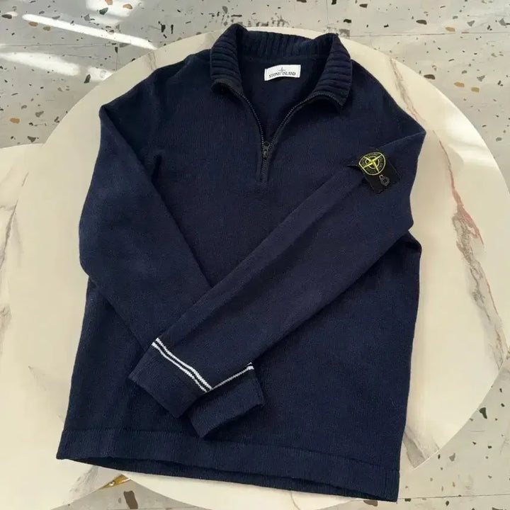 [BUNJANG] Stone Island Half-Zip Knit Navy L Size / [정품 , L사이즈] 스톤아일랜드 반집업 니트 네이비