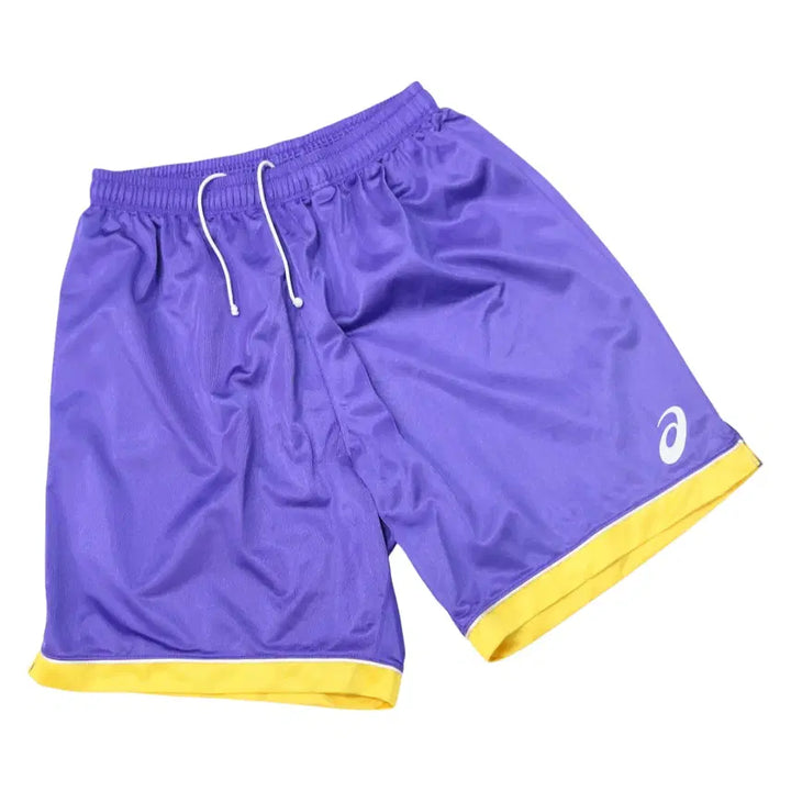 [BUNJANG] ASICS Vintage Purple &amp; Yellow Side Line Mesh Half Pants / ASICS 아식스 빈티지 퍼플 &amp; 옐로우 사이드 라인 메쉬 팬츠