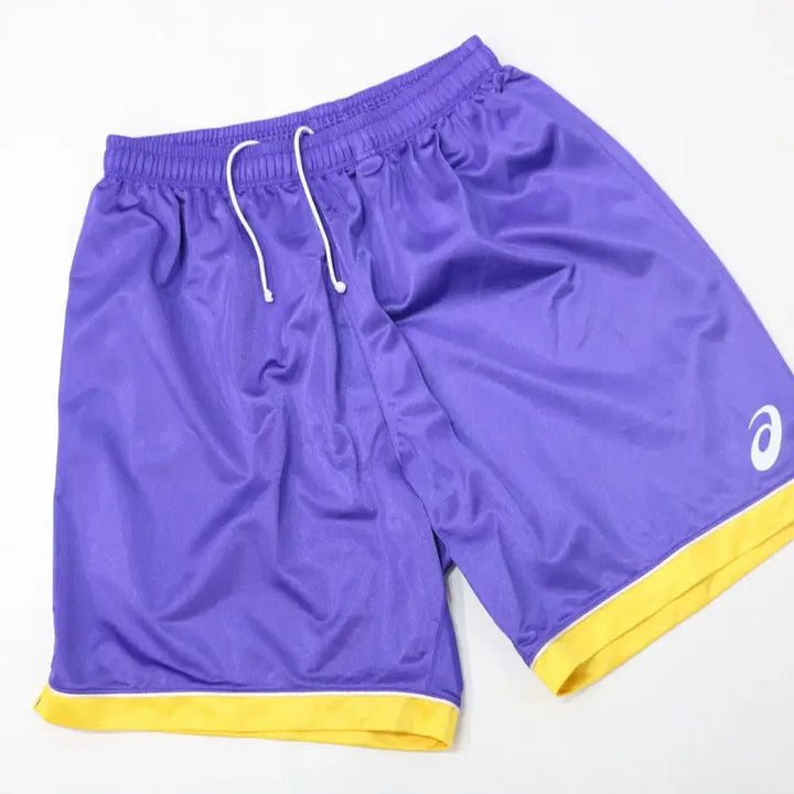 [BUNJANG] ASICS Vintage Purple &amp; Yellow Side Line Mesh Half Pants / ASICS 아식스 빈티지 퍼플 &amp; 옐로우 사이드 라인 메쉬 팬츠