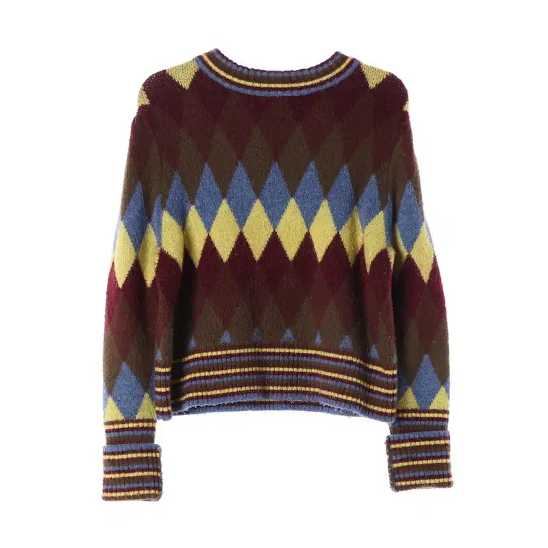 [BUNJANG] Zara Argyle Round Neck Knit (Women&