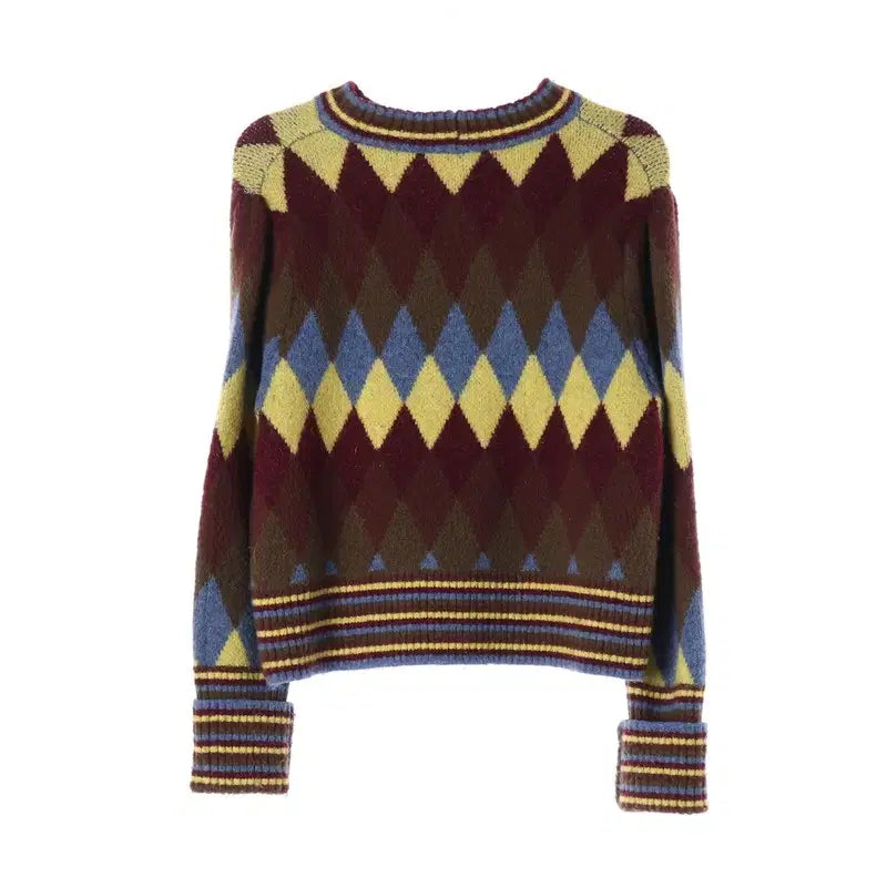 [BUNJANG] Zara Argyle Round Neck Knit (Women&