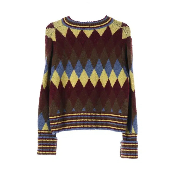 [BUNJANG] Zara Argyle Round Neck Knit (Women&