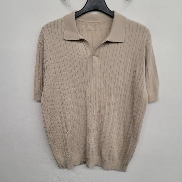 [BUNJANG] Baimono Short-Sleeve Collar Cable Knit (L/100) / [100/L] 바이모노 반팔 카라 케이블 니트