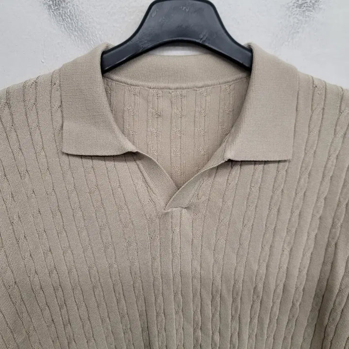 [BUNJANG] Baimono Short-Sleeve Collar Cable Knit (L/100) / [100/L] 바이모노 반팔 카라 케이블 니트
