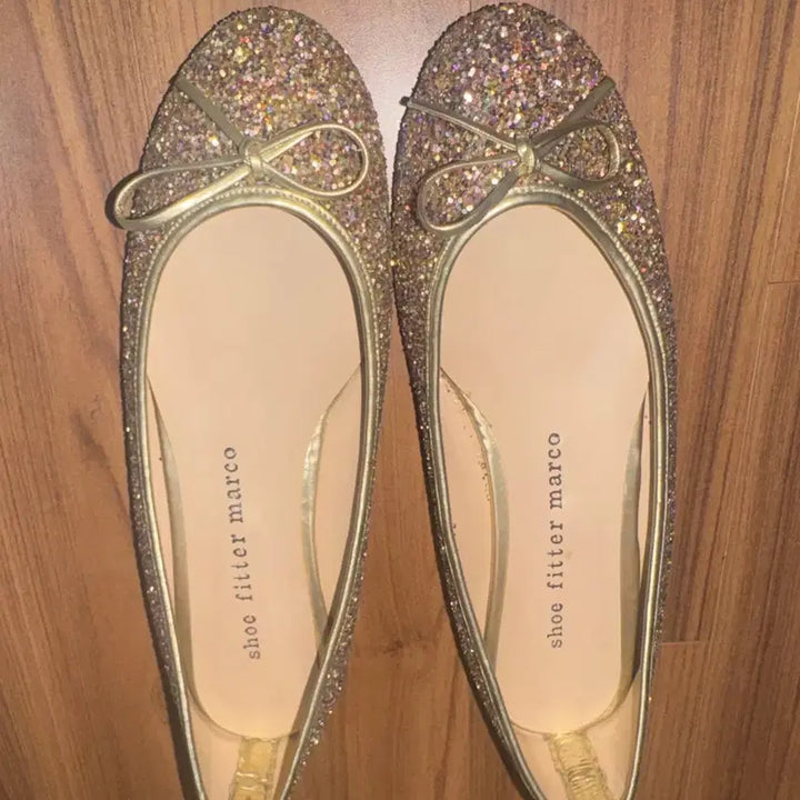 [BUNJANG] Korean Glitter Ribbon Flat Shoes Size 37 / 국산 글리터 리본 플랫슈즈 37