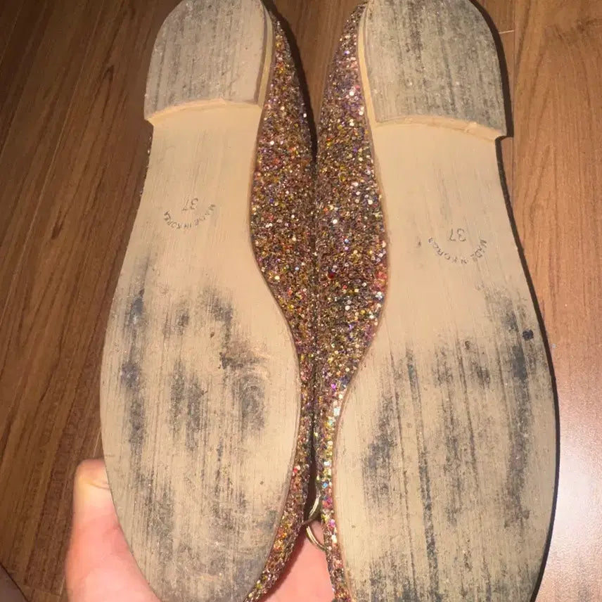 [BUNJANG] Korean Glitter Ribbon Flat Shoes Size 37 / 국산 글리터 리본 플랫슈즈 37
