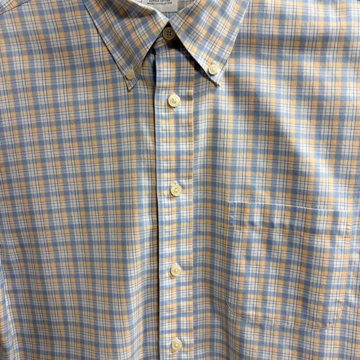 [BUNJANG] Brooks Brothers Original Polo Shirt Supima Cotton Non-Iron Check Button-Down Shirt L / 브룩스브라더스 L 체크 셔츠 블루/옐로우