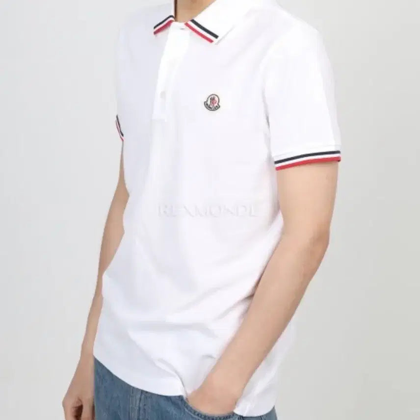 [BUNJANG] Moncler White Short Sleeve Polo Shirt / 몽클레어 화이트 반팔 카라티 새제품 팝니다