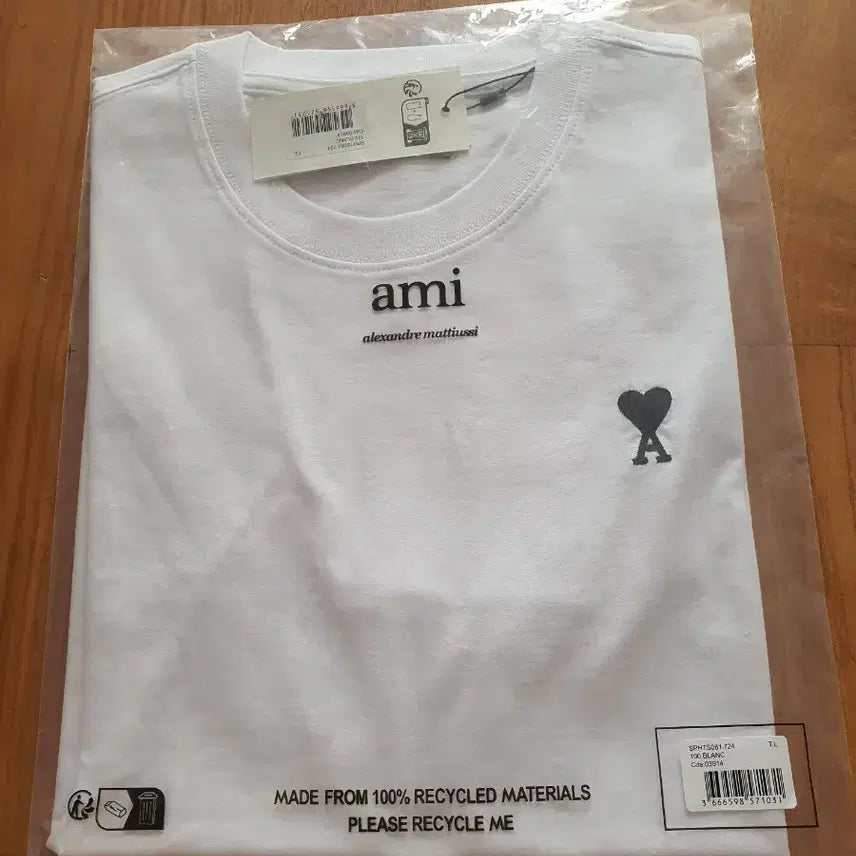 [BUNJANG] AMI Small Heart Logo T-Shirt White L / 아미 스몰 하트 로고 반팔 화이트L