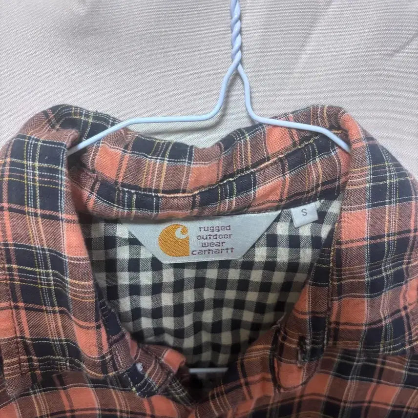 [BUNJANG] Carhartt Orange Check Shirt - Size S / 칼하트 오렌지 체크 셔츠 S