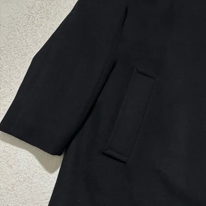 [BUNJANG] Zigzag Cashmere Melton Duffle Hoody Long Coat Black (Wool 54%) / 지그재그 캐시미어 멜톤 더플 후디 롱 코트 블랙 (울 54)