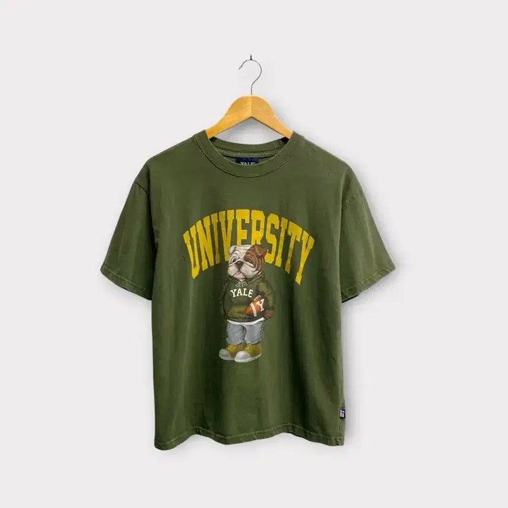 [BUNJANG] YALE Bulldog Khaki Short Sleeve T-Shirt / 예일YALE 불독 카키 반팔티 S