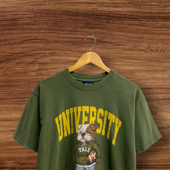 [BUNJANG] YALE Bulldog Khaki Short Sleeve T-Shirt / 예일YALE 불독 카키 반팔티 S