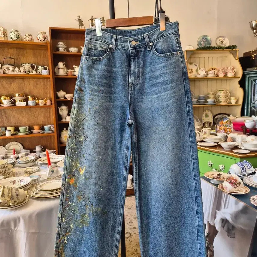 [BUNJANG] Painting Denim Wide Pants / 페인팅 데님 와이드 팬츠