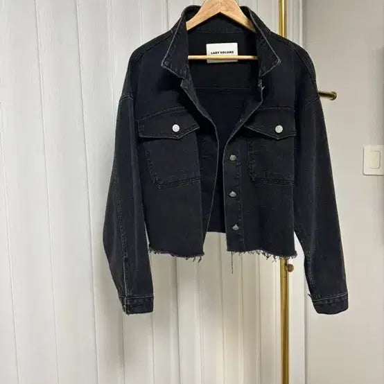[BUNJANG] Oversized Black Denim Cropped Jacket / 오버핏 블랙 데님 크롭 자켓 새상품