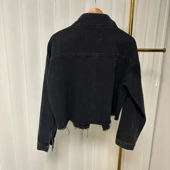 [BUNJANG] Oversized Black Denim Cropped Jacket / 오버핏 블랙 데님 크롭 자켓 새상품