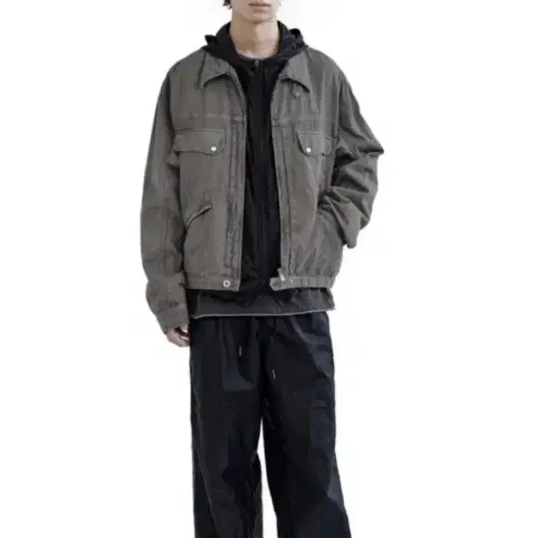 [BUNJANG] Polilter Hickory ZIP Trucker Stripe Grey Size 3 / [3] (초판) 폴리테루 히코리 집 트러커 스트라이프 그레이