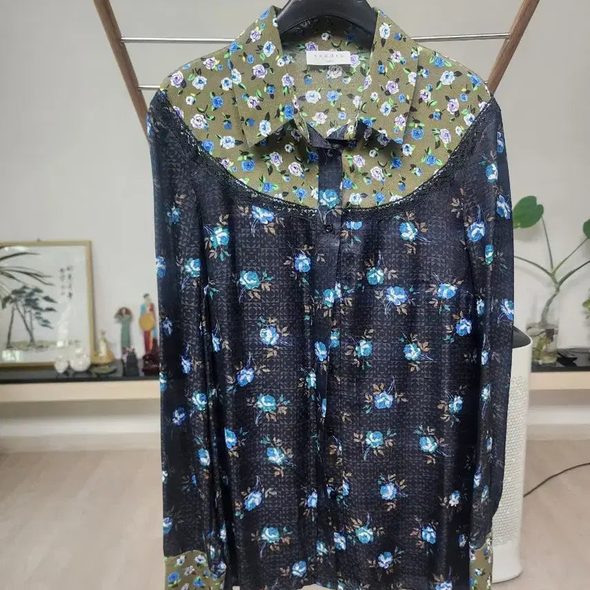 [BUNJANG] Sandro Flower Print Long Shirt / 산드로 플라워 프린트 롱 셔츠