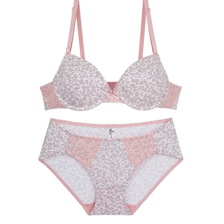 [BUNJANG] Pink Leopard Cotton Panty and Bra Set (Used) / 애장템 중고 핑크 레오파트 면팬티+브라