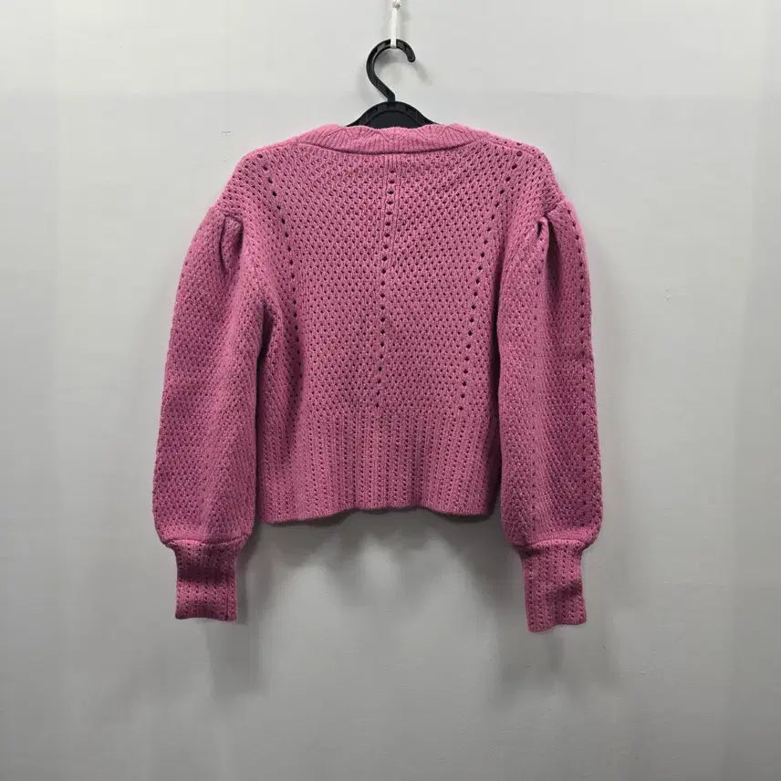 [BUNJANG] 1773 Pink Knit Cardigan with Punching Design / 1773 핑크 니트 가디건 펀칭 디자인