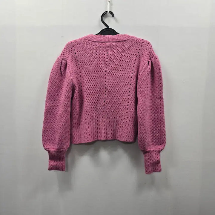 [BUNJANG] 1773 Pink Knit Cardigan with Punching Design / 1773 핑크 니트 가디건 펀칭 디자인