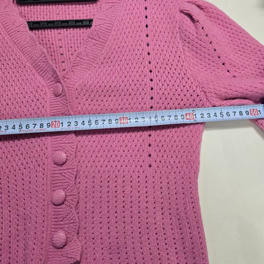 [BUNJANG] 1773 Pink Knit Cardigan with Punching Design / 1773 핑크 니트 가디건 펀칭 디자인