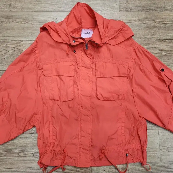 [BUNJANG] Banila B Orange Hooded Windbreaker Jacket / 바닐라비 오렌지색 후드 바람막이 자켓