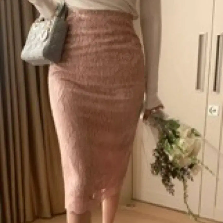 [BUNJANG] Rene Opening Lace Skirt S (Pink) / 렌느 오프닝 레이스 스커트 S (핑크, 상태최상)