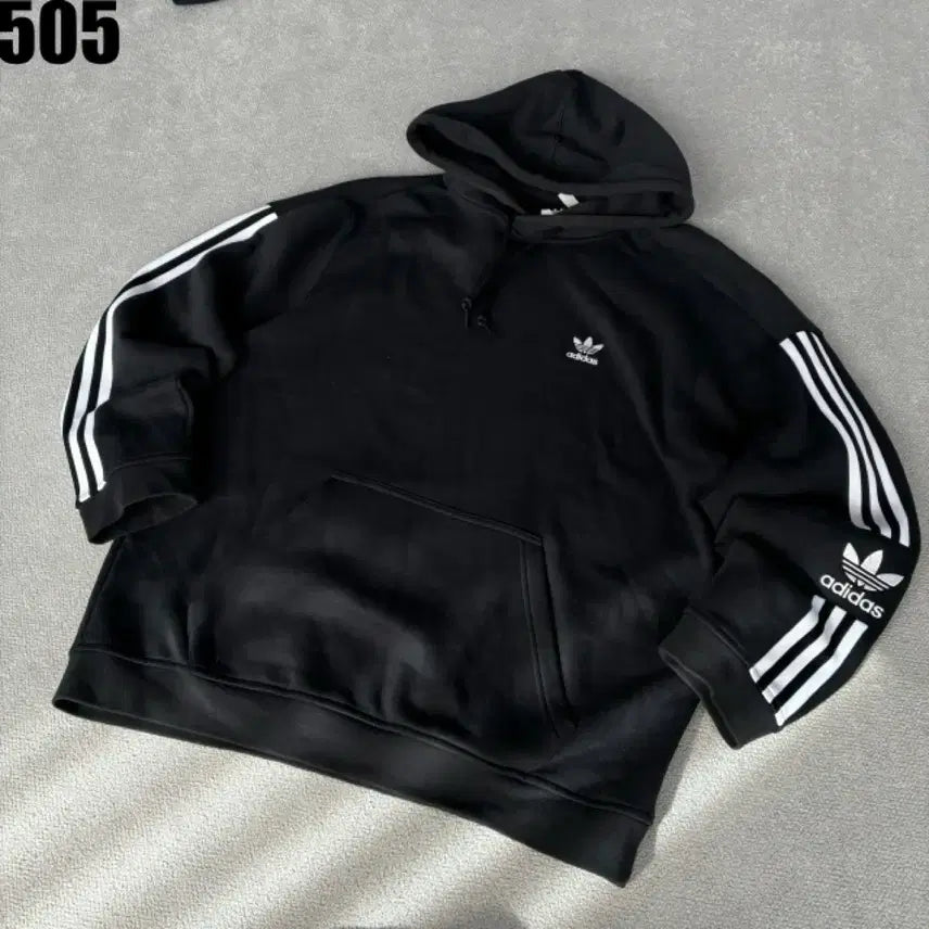 [BUNJANG] Adidas 3-Stripes Black Hoodie XL / 아디다스 삼선 블랙 후드티 XL