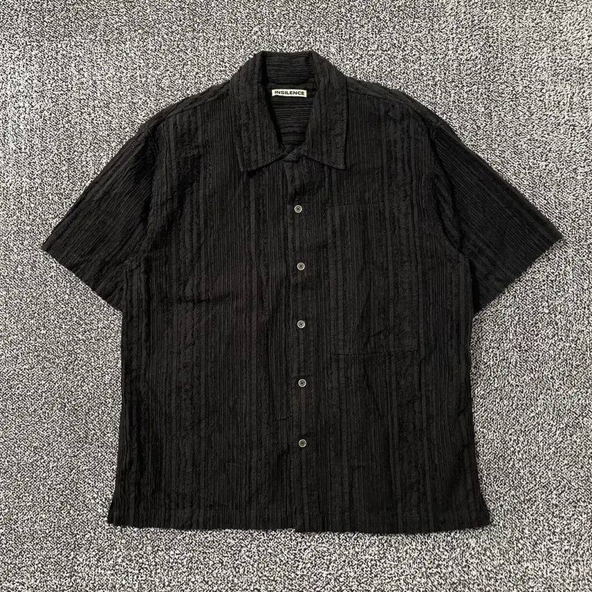 [SOLD OUT] 빈티지9. 인사일런스 텍스쳐 블라우스 반팔 셔츠 티셔츠 블랙