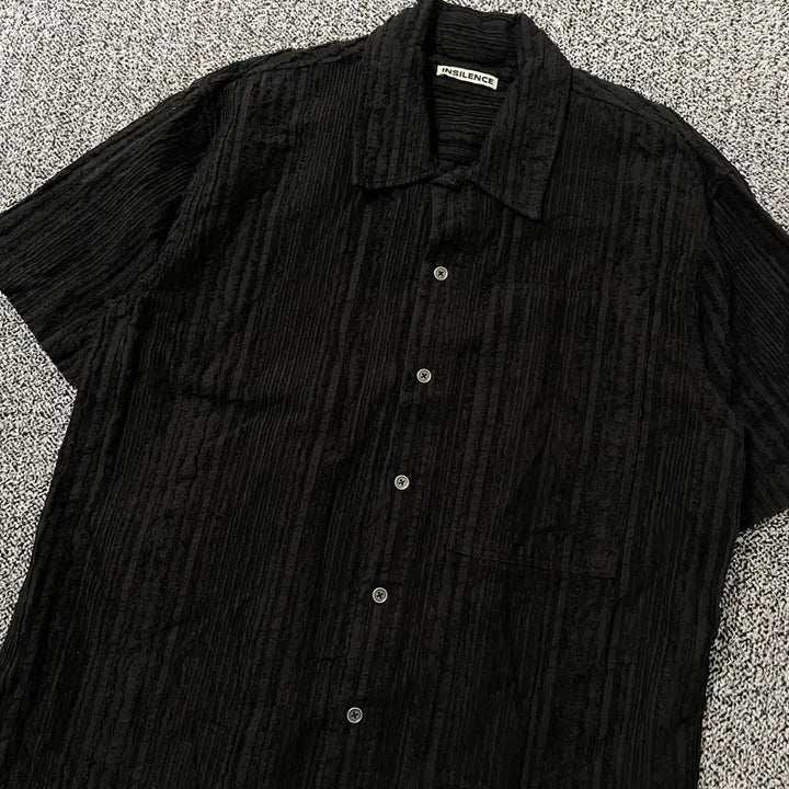 [SOLD OUT] 빈티지9. 인사일런스 텍스쳐 블라우스 반팔 셔츠 티셔츠 블랙