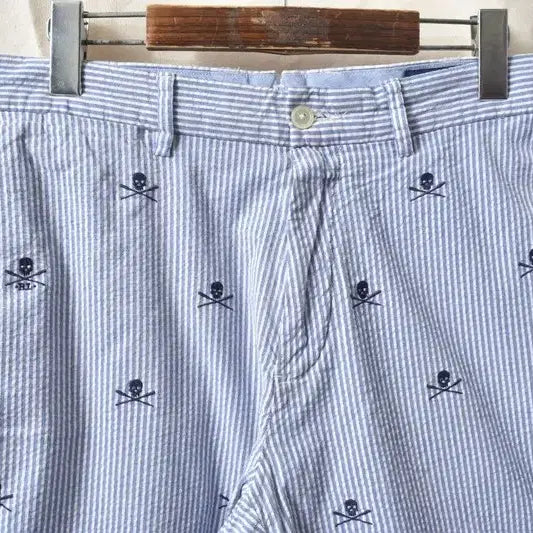 [BUNJANG] Polo Ralph Lauren Skull Embroidered Seersucker Shorts / 폴로 랄플로렌 스컬 반바지 30 M0461