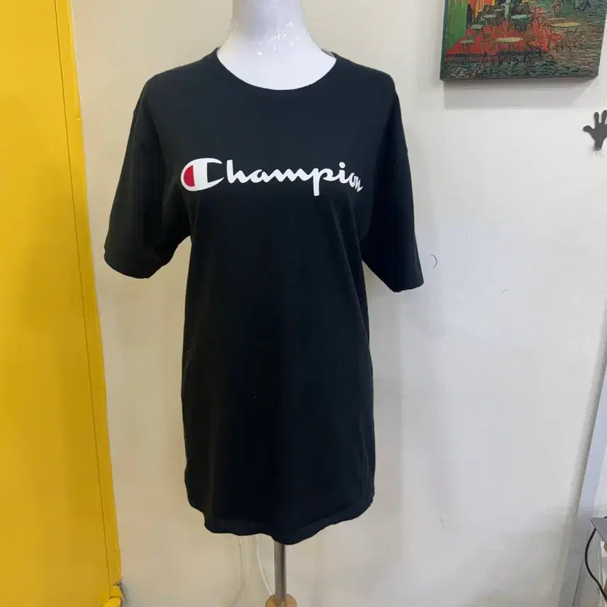 [BUNJANG] Champion Big Logo Short Sleeve T-Shirt Black M / 챔피온 빅로고 반팔티 블랙 M (루즈핏/데일리 기본템)