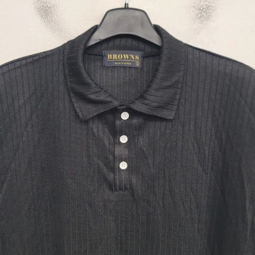 [BUNJANG] Bimono Pinstripe Short Sleeve Collar T-Shirt (3XL) / [115/3XL] 바이모노 핀스트라이프 반팔 카라티 티셔츠