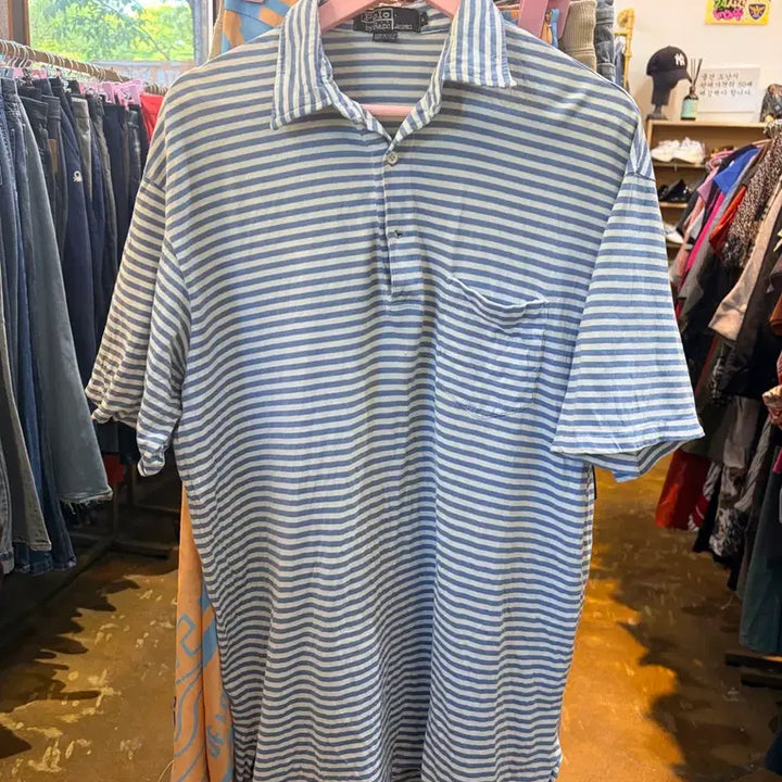 [BUNJANG] Polo Ralph Lauren Striped Short Sleeve Shirt / 폴로 랄프로렌 스트라이프 셔츠 반팔