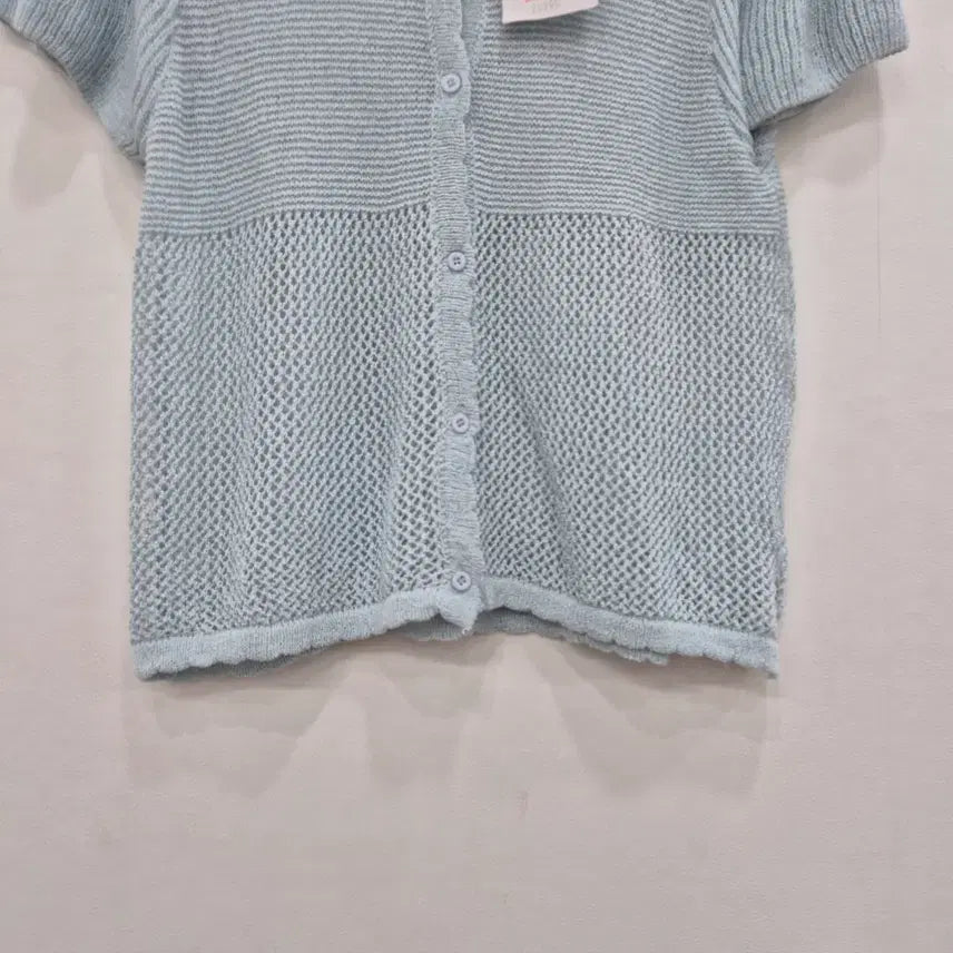[BUNJANG] Short Sleeve Knit Cardigan Light Blue (New) / 반팔 니트 가디건 하늘색(새제품)