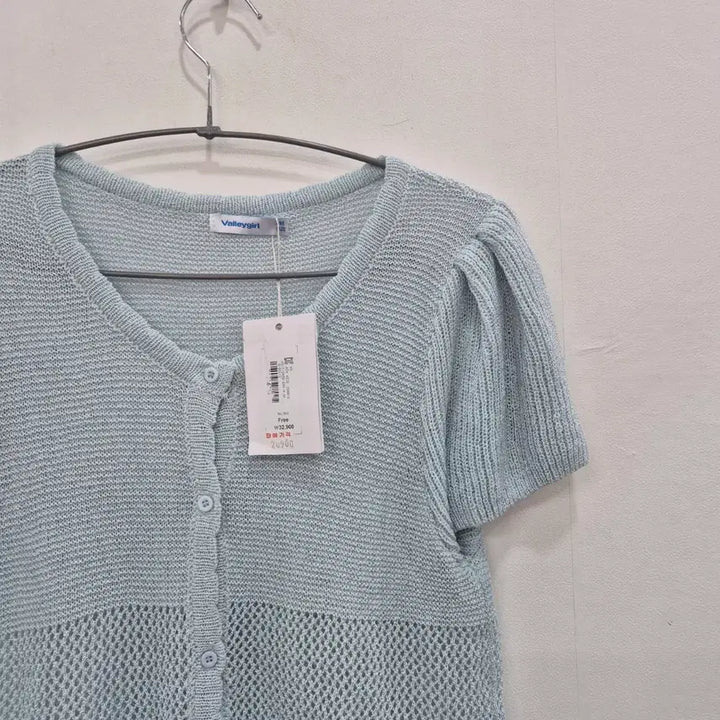 [BUNJANG] Short Sleeve Knit Cardigan Light Blue (New) / 반팔 니트 가디건 하늘색(새제품)