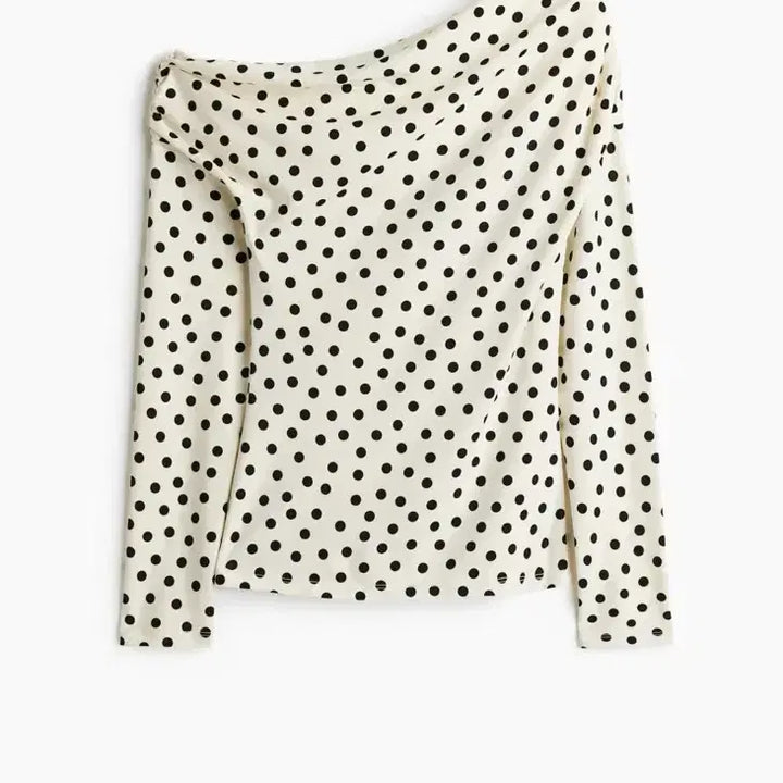 [BUNJANG] H&amp;M One-Shoulder Draped Polka Dot Top / H&amp;M 원숄더 드레이프 도트 탑