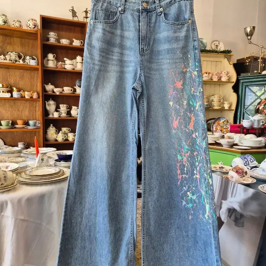 [BUNJANG] Painting Denim Wide Pants / 페인팅 데님 와이드 팬츠