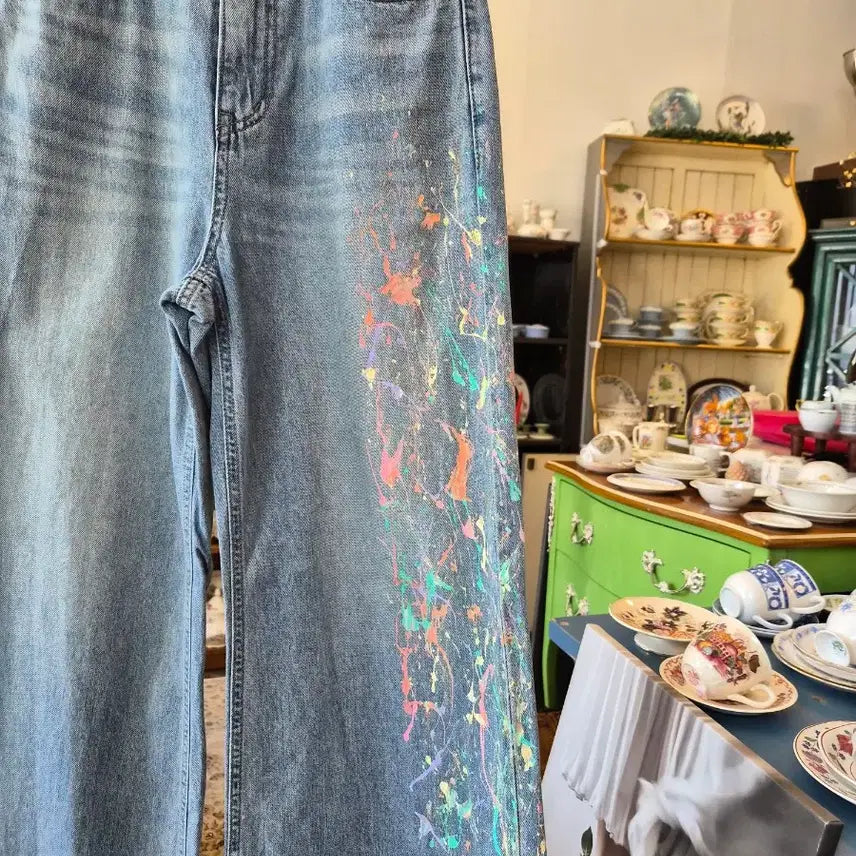 [BUNJANG] Painting Denim Wide Pants / 페인팅 데님 와이드 팬츠