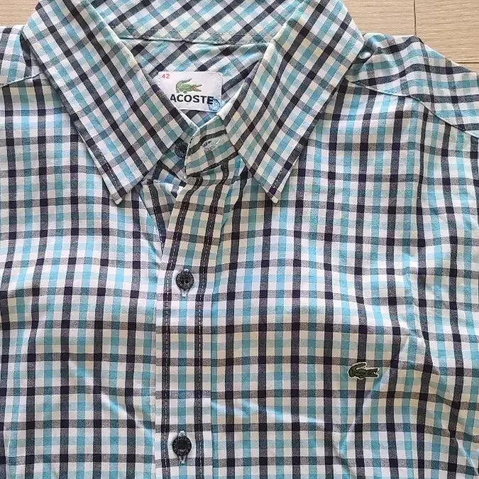 [BUNJANG] Lacoste Slim Fit Long Sleeve Gingham Check Shirt / 라코스태 슬림핏 긴팔 체크셔츠 깅엄셔츠 100 103 105 42