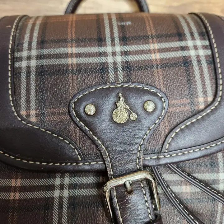 [BUNJANG] Beanpole Backpack Brown Check Pattern / 빈폴백팩