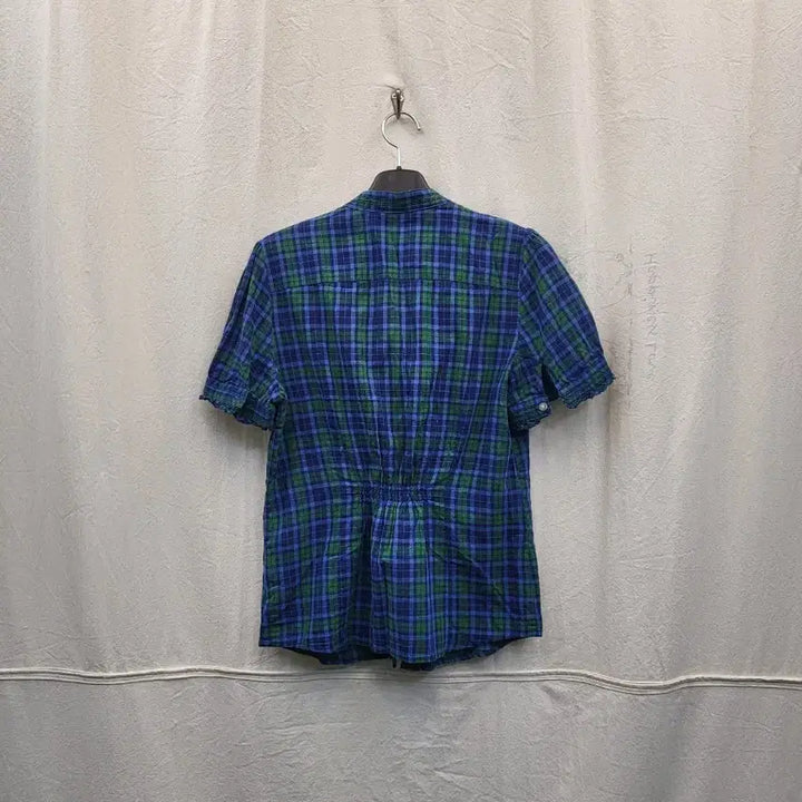 [BUNJANG] Whoau Check Frill Short-Sleeve Blouse / 후아유 체크 프릴 반팔 블라우스