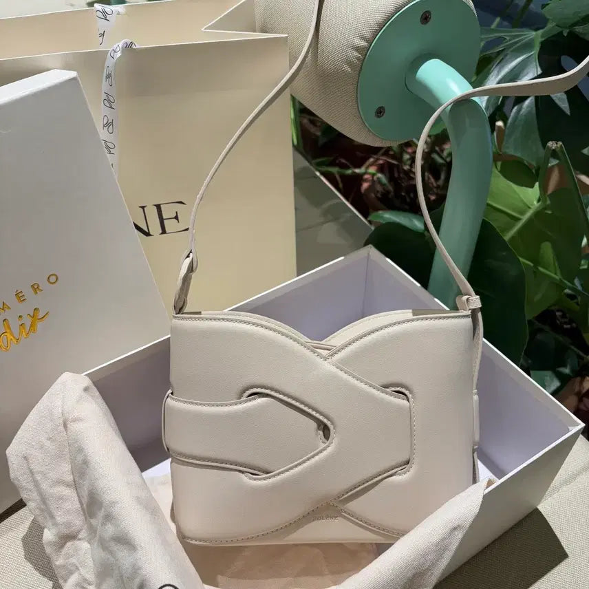 [BUNJANG] Polène White Leather Clutch Shoulder Bag Women&