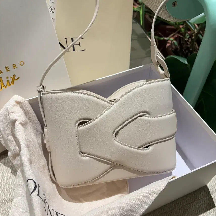 [BUNJANG] Polène White Leather Clutch Shoulder Bag Women&